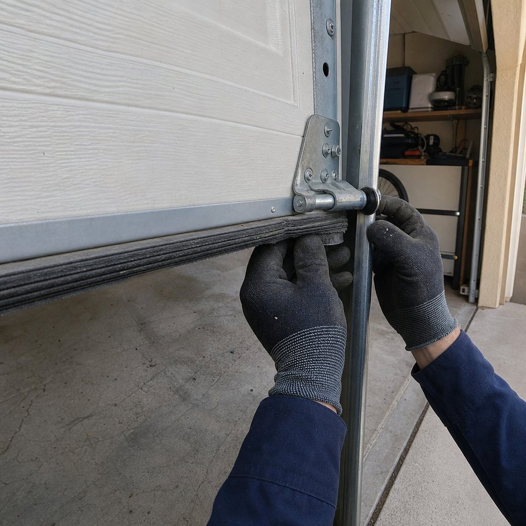 Technician replacing garage door parts in Northridge, CA